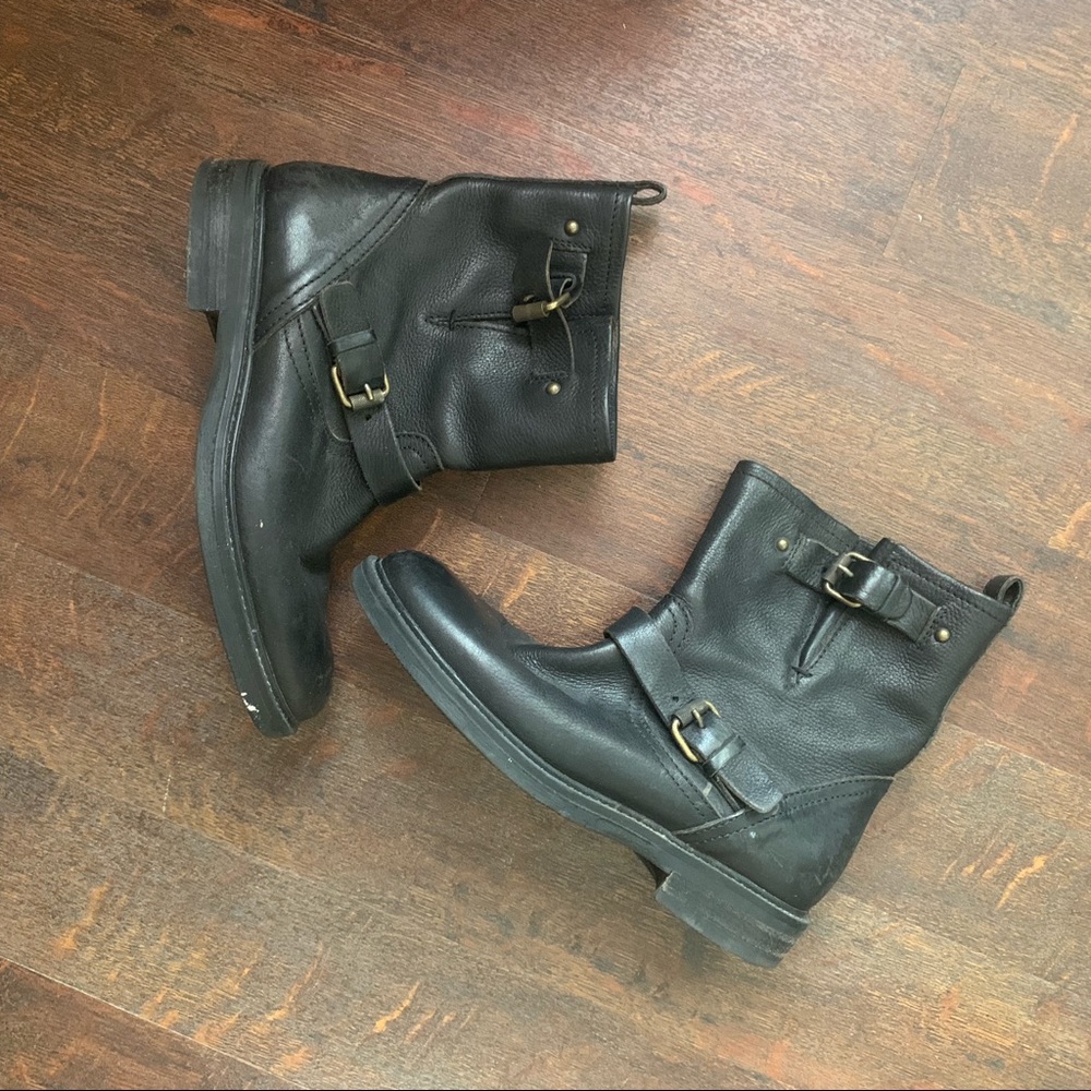 J. Crew Black Buckle Ankle Boots